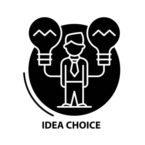 Icona scelta idea, segno vettoriale nero con tratti modificabili, illustrazione concettuale — Vettoriale Stock