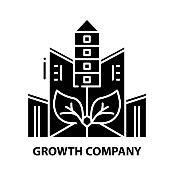 Pictograma companiei de creștere, semn vectorial negru cu lovituri editabile, ilustrație concept — Vector de stoc