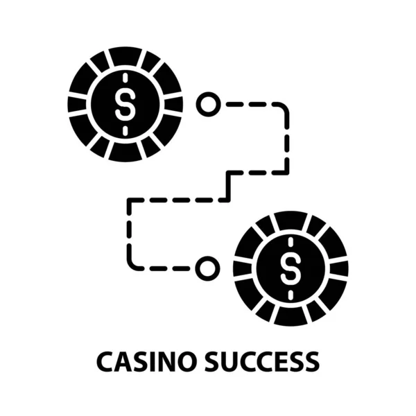 Ikona sukcesu kasyna, czarny znak wektora z edytowalnymi pociągnięciami, ilustracja koncepcyjna — Wektor stockowy