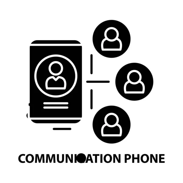 Icône de téléphone de communication, signe vectoriel noir avec touches modifiables, illustration de concept — Image vectorielle