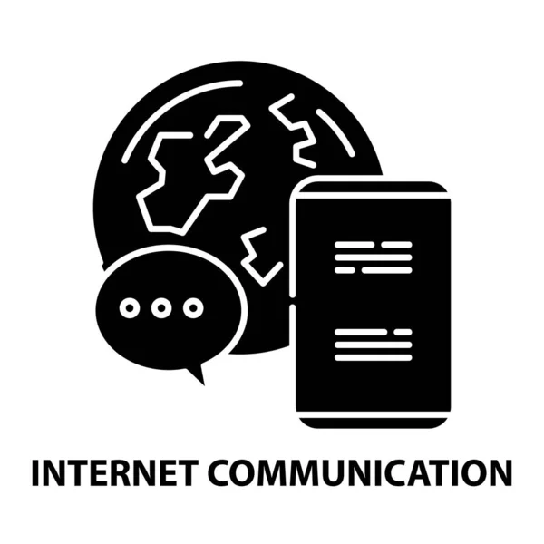 Значок інтернет-комунікації, чорний векторний знак зі зміненими штрихами, концептуальна ілюстрація — стоковий вектор