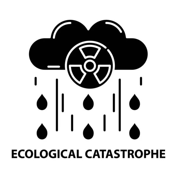 Ikona katastrofy ekologicznej, czarny znak wektora z edytowalnymi pociągnięciami, ilustracja koncepcyjna — Wektor stockowy