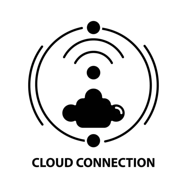 Bulut bağlantı simgesi, düzenlenebilir vuruşlarla siyah vektör işareti, konsept illüstrasyon — Stok Vektör
