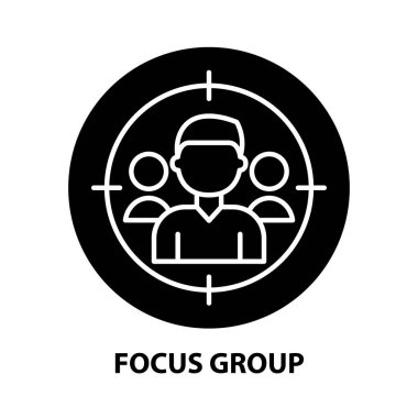 odak grup simgesi, düzenlenebilir vuruşları olan siyah vektör işareti, konsept illüstrasyon