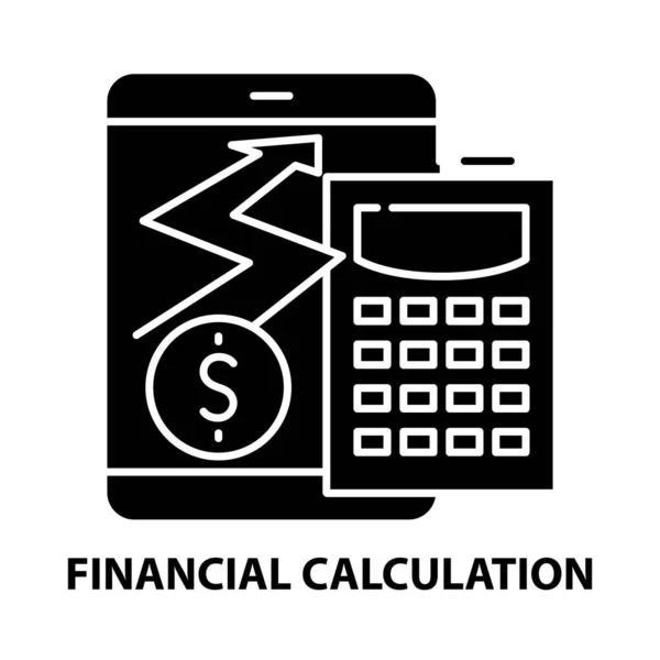 Financiële berekening icoon, zwarte vector teken met bewerkbare slagen, concept illustratie — Stockvector