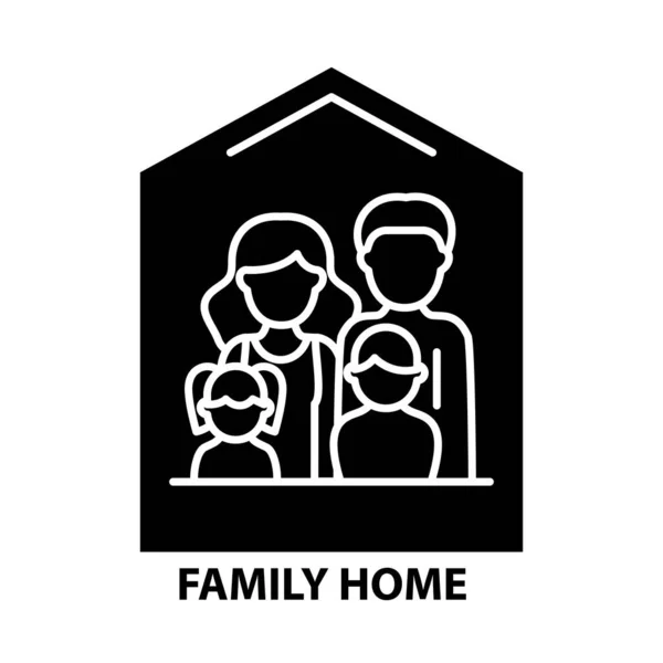 ( 영어 ) Family home icon, black vector sign with editable stroke, concept illustration — 스톡 벡터