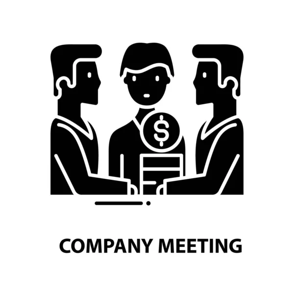 Şirket toplantı simgesi, düzenlenebilir vuruşlarla siyah vektör işareti, konsept illüstrasyon — Stok Vektör