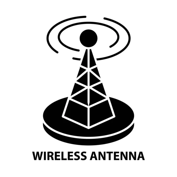 Бездротова іконка антени, чорний векторний знак зі зміненими штрихами, концептуальна ілюстрація — стоковий вектор