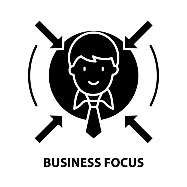 Ícone de foco de negócios, sinal de vetor preto com traços editáveis, ilustração conceito — Vetor de Stock
