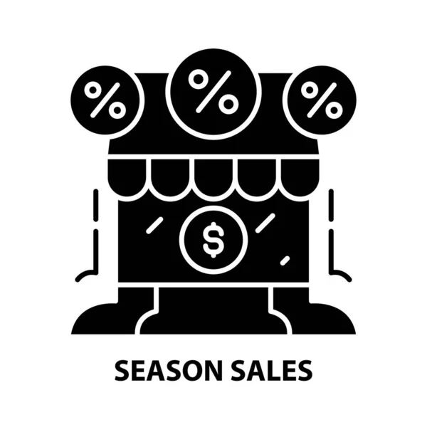 季节销售图标,带有可编辑笔迹的黑色矢量符号,概念图 — 图库矢量图片