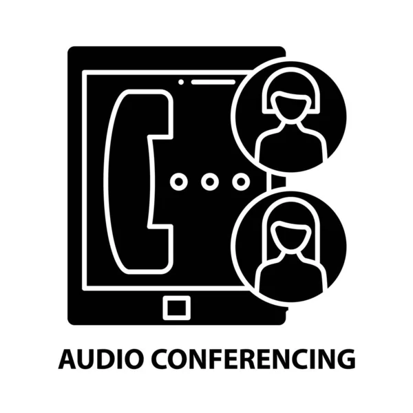 Icono de conferencia de audio, signo de vector negro con movimientos editables, ilustración de concepto — Vector de stock