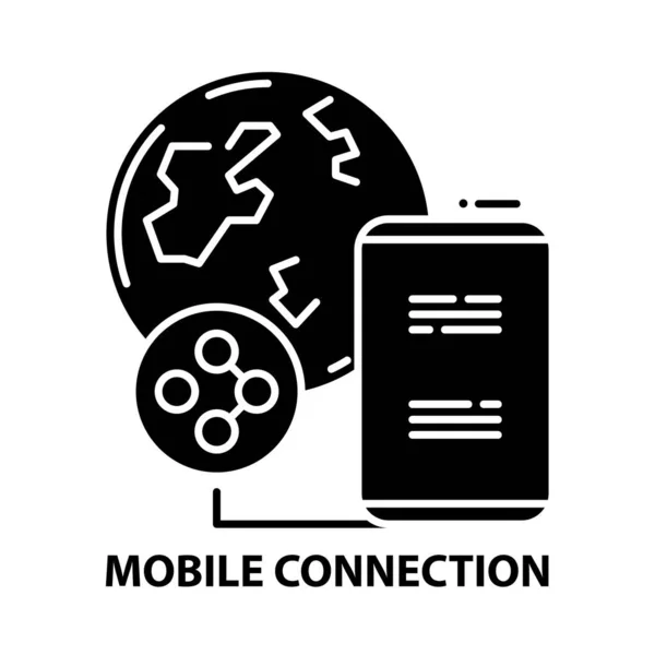 Icône de connexion mobile, signe vectoriel noir avec touches modifiables, illustration de concept — Image vectorielle