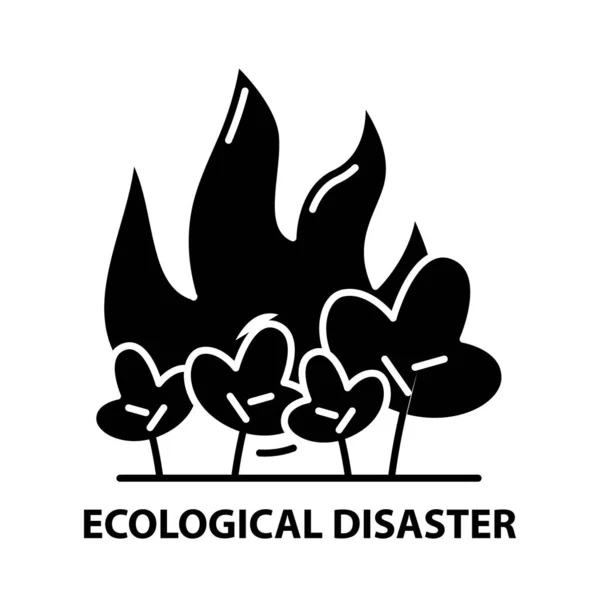 Ikona katastrofy ekologicznej, czarny znak wektora z edytowalnymi pociągnięciami, ilustracja koncepcyjna — Wektor stockowy