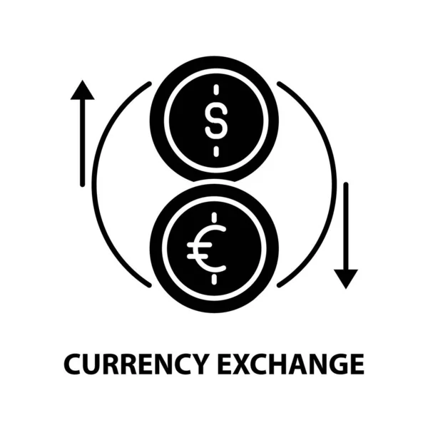 Ikona symbolu wymiany walut, czarny znak wektora z edytowalnymi pociągnięciami, ilustracja koncepcyjna — Wektor stockowy