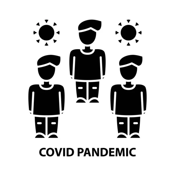 Covid pandemische icoon, zwart vectorteken met instelbare slagen, conceptillustratie — Stockvector