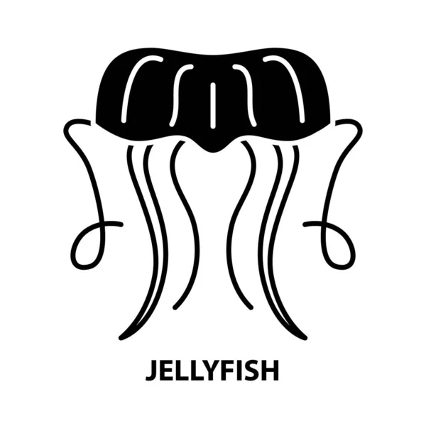 Icono de medusa, signo de vector negro con trazos editables, ilustración de concepto — Vector de stock
