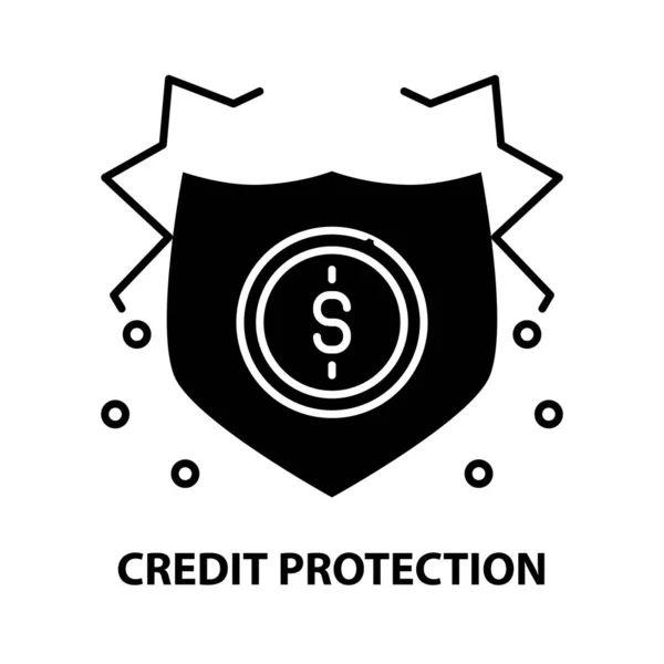 Credit protectie icoon, zwart vectorteken met instelbare slagen, concept illustratie — Stockvector