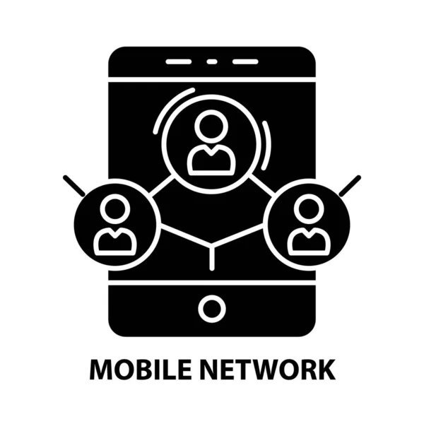 Icône de réseau mobile, signe vectoriel noir avec touches modifiables, illustration de concept — Image vectorielle