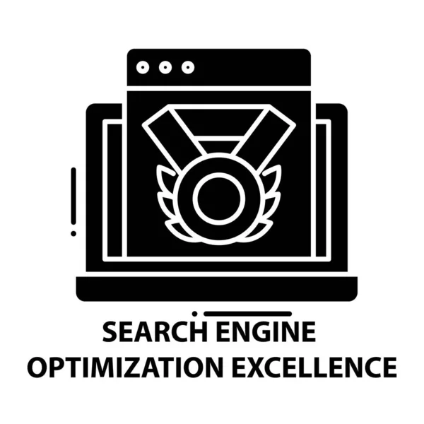 Optimización del motor de búsqueda icono de excelencia, signo de vector negro con trazos editables, ilustración de concepto — Archivo Imágenes Vectoriales