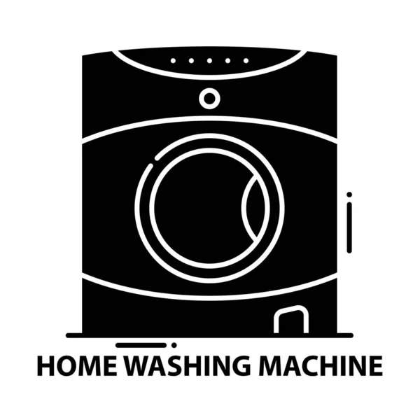 Значок домашньої пральної машини, чорний векторний знак зі зміненими штрихами, концептуальна ілюстрація — стоковий вектор