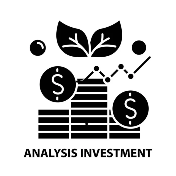 Analiz yatırım simgesi, düzenlenebilir vuruşlarla siyah vektör işareti, konsept illüstrasyon Stok Vektör