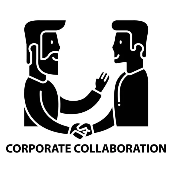 Icona della collaborazione aziendale, segno vettoriale nero con tratti modificabili, illustrazione concettuale — Vettoriale Stock