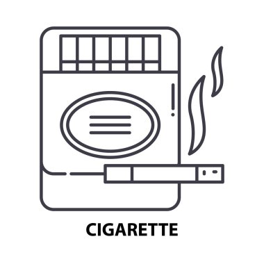 sigara simgesi, düzenlenebilir vuruşlu siyah vektör işareti, konsept illüstrasyon