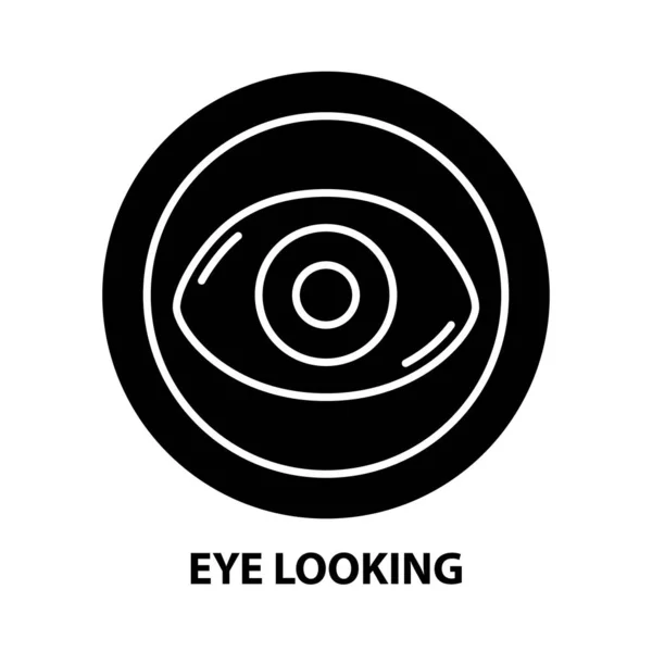 Icône de regard, signe vectoriel noir avec traits modifiables, illustration de concept — Image vectorielle