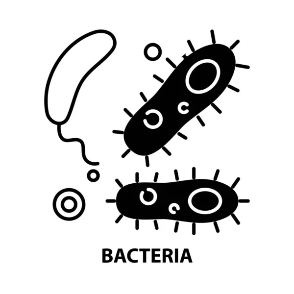 Bacteria icon, black vector sign with editable strokes, concept illustration — Stock Vector