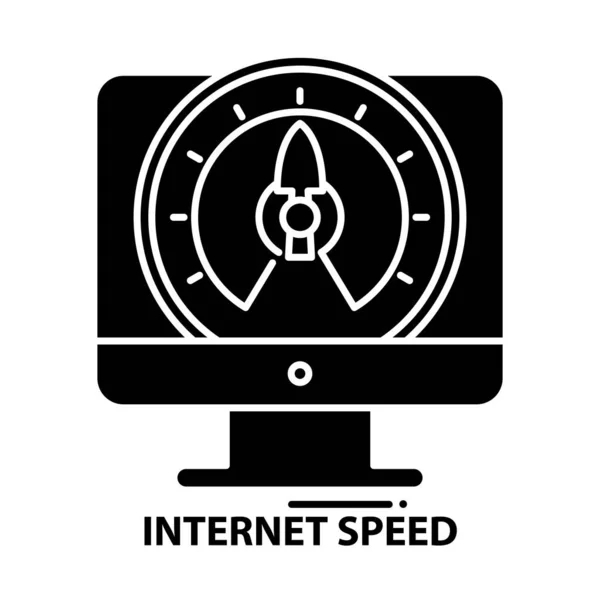 Internet speed icon, black vector sign with editable strokes, concept illustration — Stock Vector