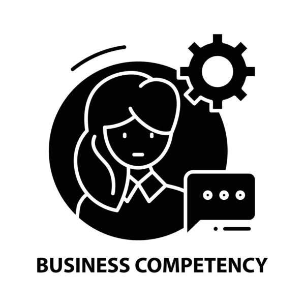 Icona di competenza aziendale, segno vettoriale nero con tratti modificabili, illustrazione concettuale — Vettoriale Stock