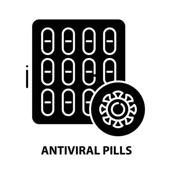 Иконка противовирусных таблеток, знак черного вектора с редактируемыми штрихами, концептуальная иллюстрация — стоковый вектор