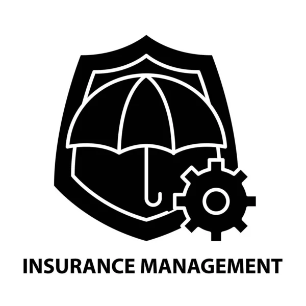 Icono de gestión de seguros, signo de vector negro con trazos editables, ilustración de concepto — Archivo Imágenes Vectoriales