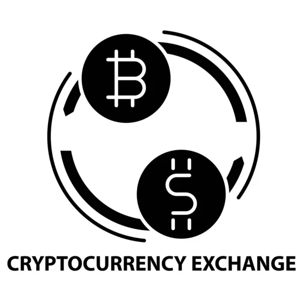 加密货币交换图标，带有可编辑笔划的黑色矢量符号，概念示例 — 图库矢量图片