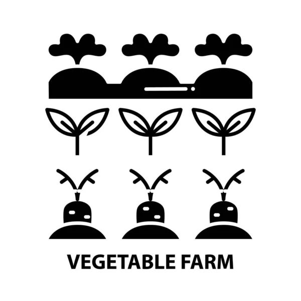 Vegetable farm icon, black vector sign with editable strokes, concept illustration — Stock Vector