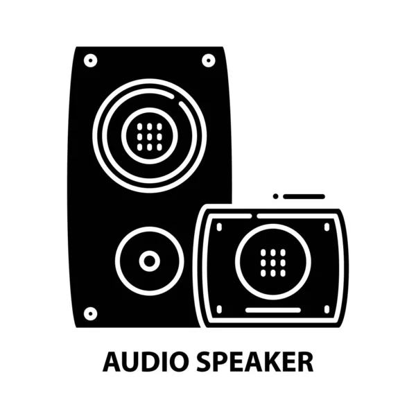 Icona dell'altoparlante audio, segno vettoriale nero con tratti modificabili, illustrazione concettuale — Vettoriale Stock
