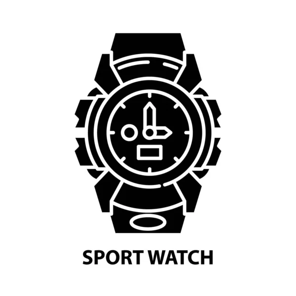 Sport klocka ikon, svart vektor tecken med redigerbara stroke, koncept illustration — Stock vektor