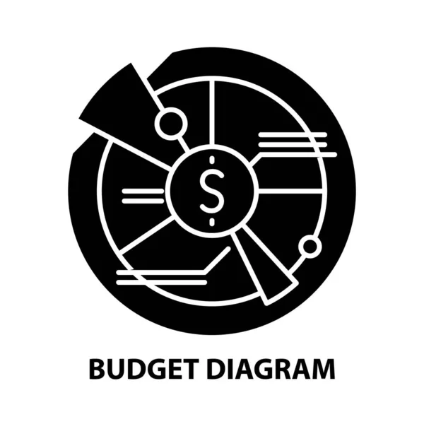 Значок бюджетной диаграммы, черный векторный знак с редактируемыми штрихами, концептуальная иллюстрация — стоковый вектор