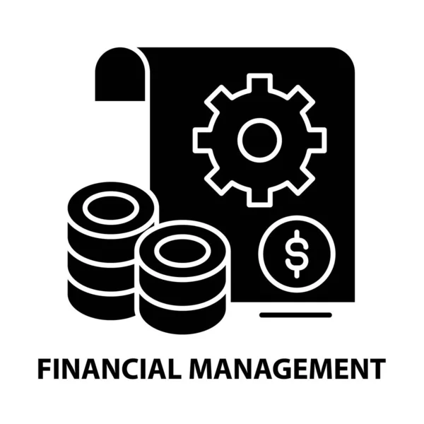 Icône de gestion financière, panneau vectoriel noir avec touches modifiables, illustration de concept — Image vectorielle