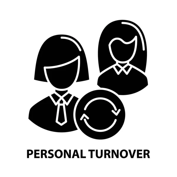 Personal turnover icon, black vector sign with editable strokes, concept illustration — Stock Vector