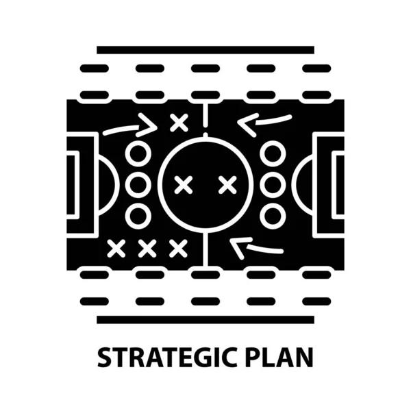 Strategisk plan symbol ikon, svart vektor tecken med redigerbara drag, koncept illustration — Stock vektor