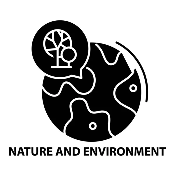 Ikona przyrody i środowiska, czarny znak wektorowy z edytowalnymi pociągnięciami, ilustracja koncepcyjna — Wektor stockowy