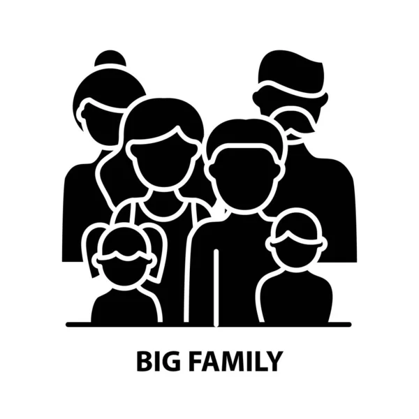 Icono de la familia grande, signo de vector negro con trazos editables, ilustración de concepto — Vector de stock