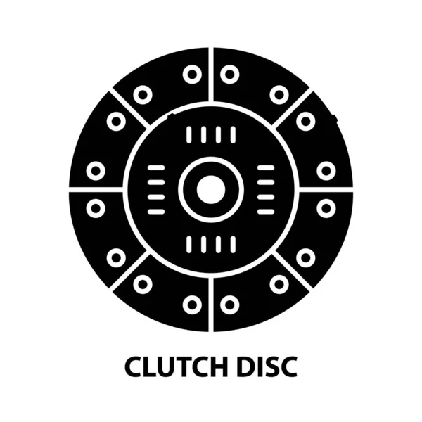 Clutch disc icon, black vector sign with editable strokes, concept illustration — Stock Vector