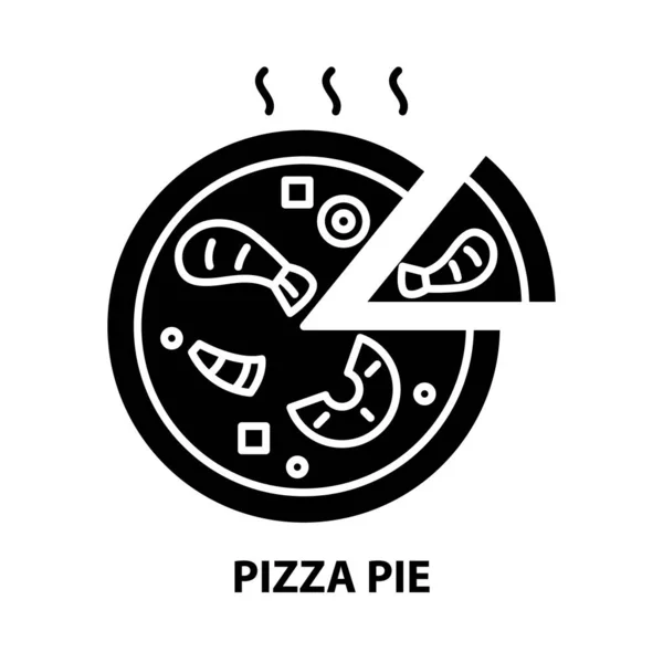 Ikona pizzy ciasto, czarny znak wektor z edytowalnych pociągnięć, ilustracja koncepcja — Wektor stockowy