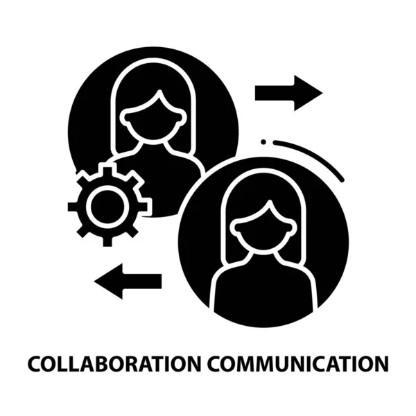 Icono de comunicación de colaboración, signo de vector negro con trazos editables, ilustración de concepto — Vector de stock