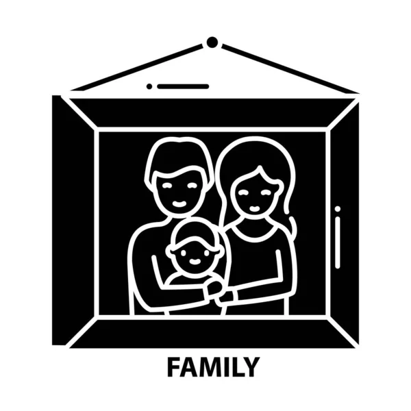 ( 영어 ) Family sign icon, black vector sign with editable stroke, concept illustration — 스톡 벡터