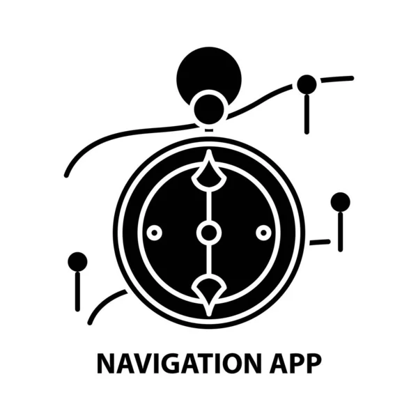 Icono de la aplicación de navegación, signo de vector negro con movimientos editables, ilustración de concepto — Vector de stock