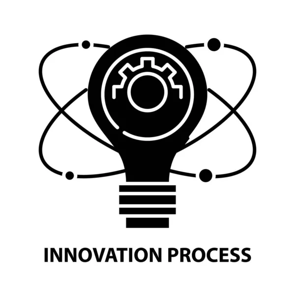 Icona del processo di innovazione, segno vettoriale nero con tratti modificabili, illustrazione concettuale — Vettoriale Stock