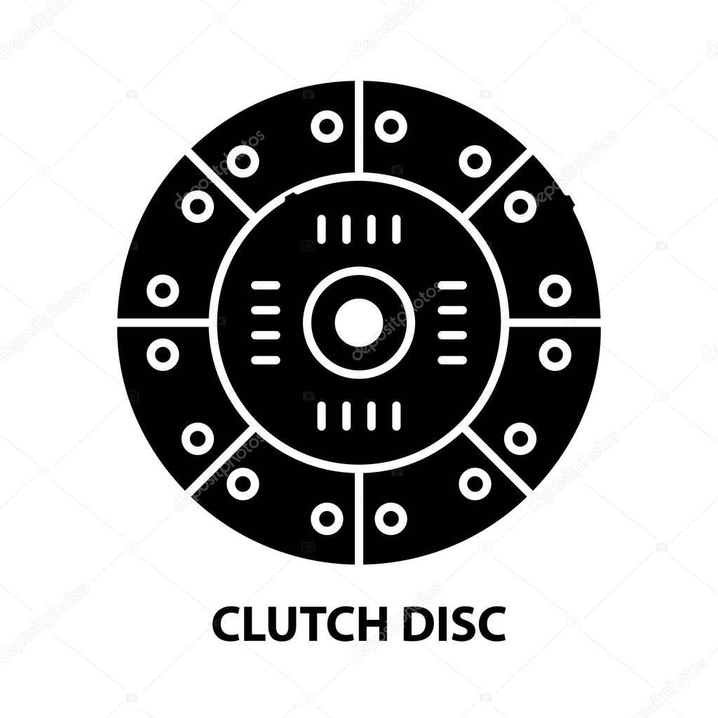 clutch disc icon, black vector sign with editable strokes, concept illustration